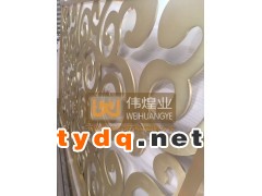 高级会所5mm铝板激光镂空屏风|客厅钛金花纹屏风隔断装饰图3