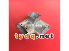 供应锌钢护栏围栏栅栏铝艺护栏配件椭圆弯三通连接件图1