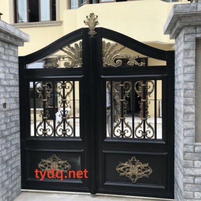 苏州别墅庭院铝艺门 铝合金欧式大门 新中式铝艺门图4